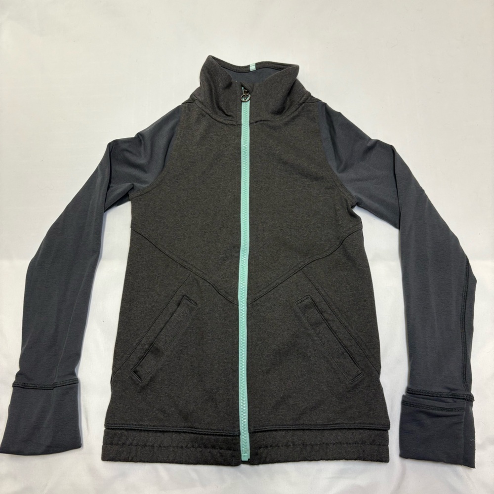 Ivivva Wool Blend Track Jacket Fold Over Cuffs Thumbholes Girls 7 Lululemon Grey